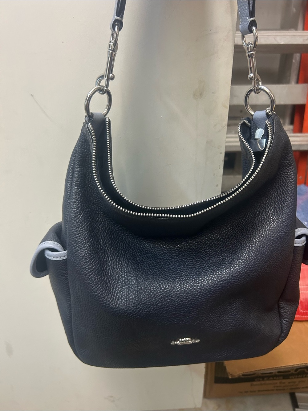 Coach Navy Blue Leather Hobo Shoulder Bag